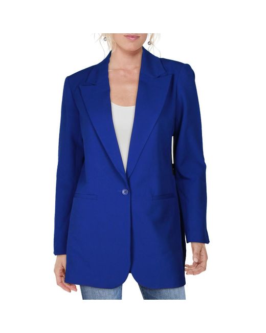 Liverpool Los Angeles Blue Split Hem Polyester One-Button Blazer