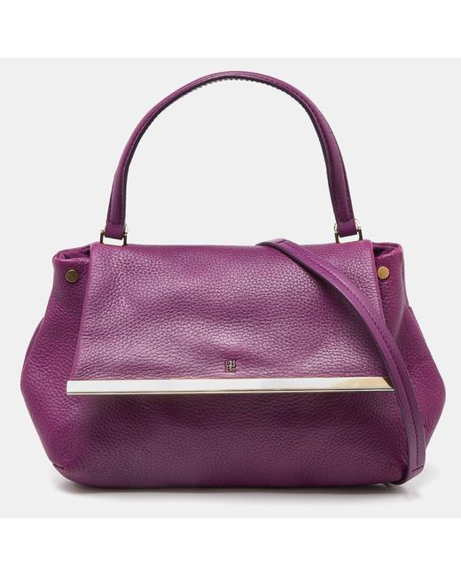 CH by Carolina Herrera Purple Leather Top Handle Bag