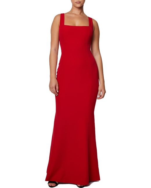 Laundry by Shelli Segal Red Square Neck Sleeveless Evening Dress