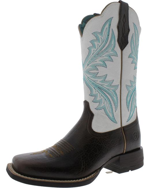 Ariat Gray West Bound Leather Embroidered Cowboy