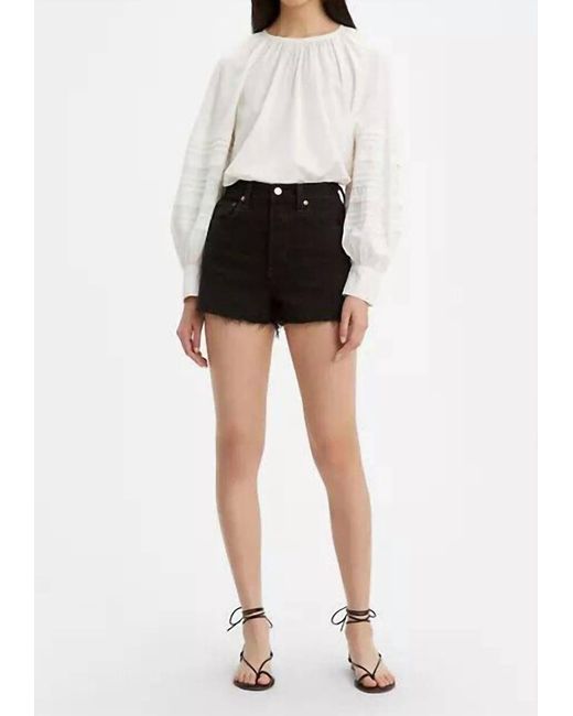 Levi's Black High Rise Button Fly Fringe Ribcage Shorts