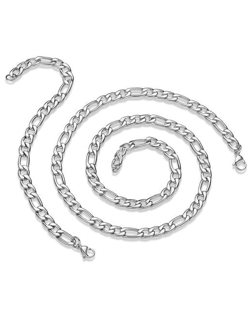 Crucible Jewelry Crucible 8mm Stainless Steel Figaro Chain Bracelet And