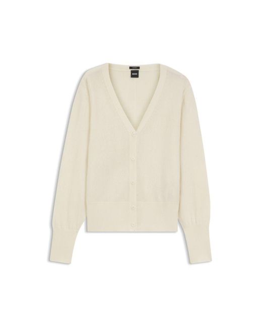 Boss Natural Ribbed-Trim Cardigan