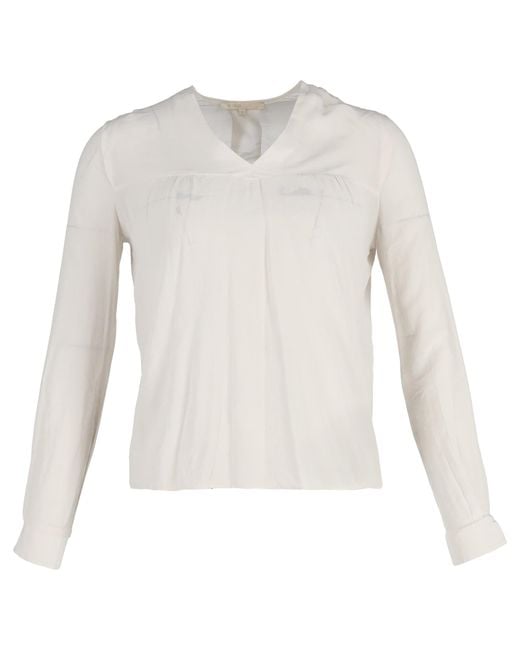 Maje White V-Neck Blouse