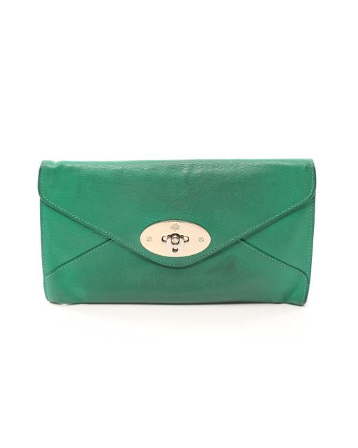 Mulberry Bi-fold Long Wallet Leather Green
