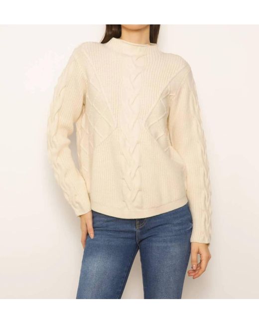 Central Park West Natural Palma Cable Turtleneck Sweater