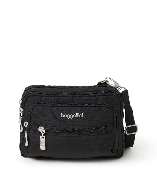Baggallini Black Triple Zip bagg Small Crossbody Bag
