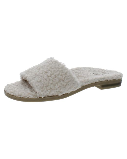 Vionic Gray Demi Faux Fur Peep-toe Slide Sandals