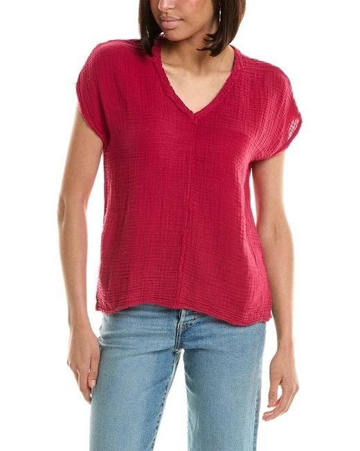 Michael Stars Red Draya V-neck T-shirt