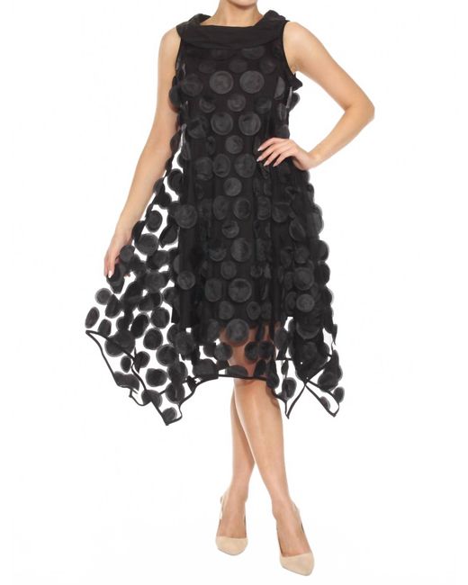 Joseph Ribkoff Black 3D Dot Mesh Trapeze Dress