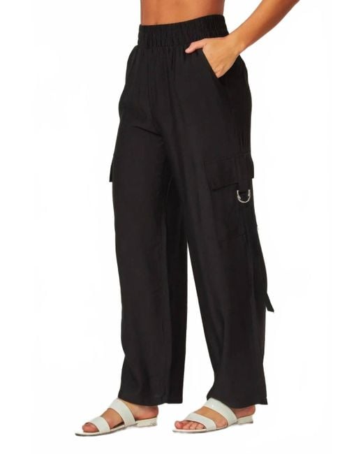 Love Poem Black Linen Wide Leg Cargo Pants
