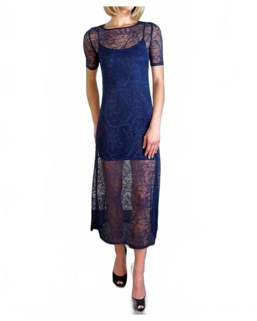 Only Hearts Blue Go Ask Alice Lace Overlay Midi Dress