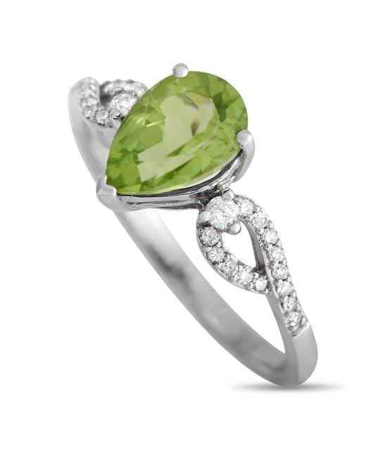 Non-Branded Green Lb Exclusive 14k Gold 0.15ct Diamond And Peridot Ring Rc4-11823wpe