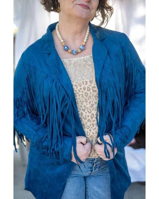 BuddyLove Blue Dutton Fringe Jacket