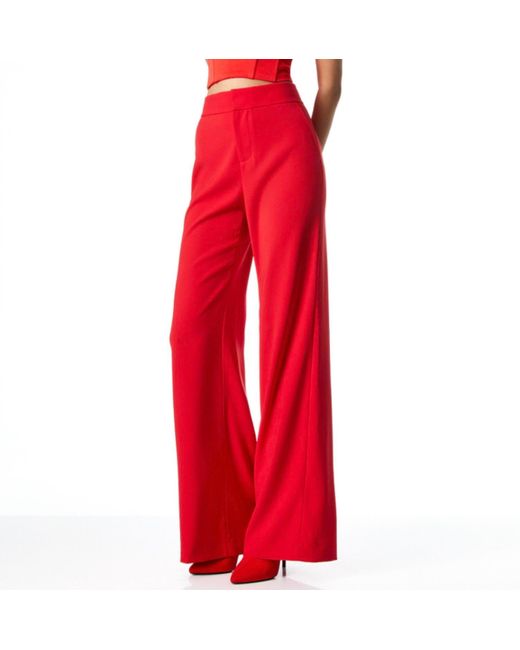 Alice + Olivia Deanna High Rise Pant in Red | Lyst