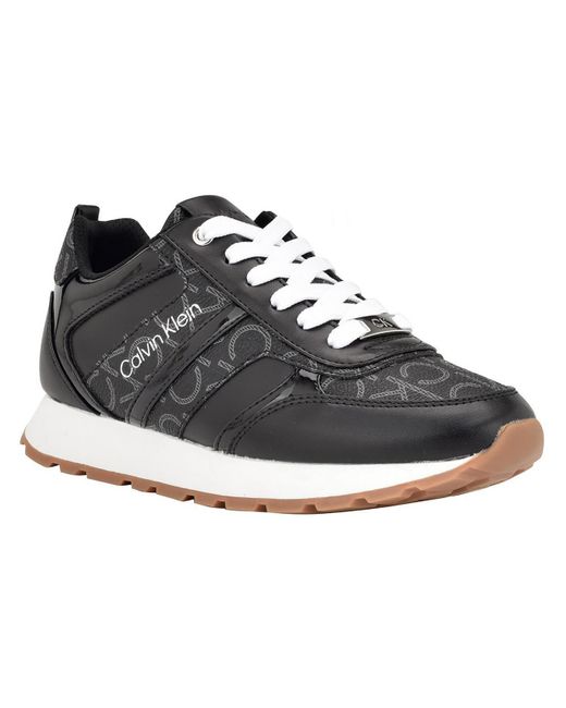 Calvin Klein Black Faux Leather Running Casual And Fashion Sneakers