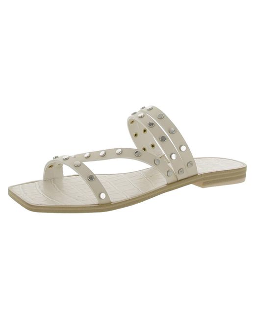 Dolce Vita White Illia Faux Leather Strappy Slide Sandals