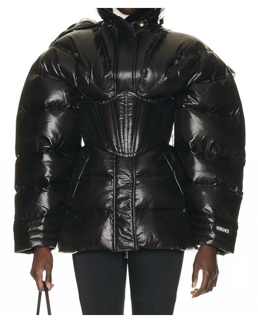 Versace Black Corset Puffer Jacket