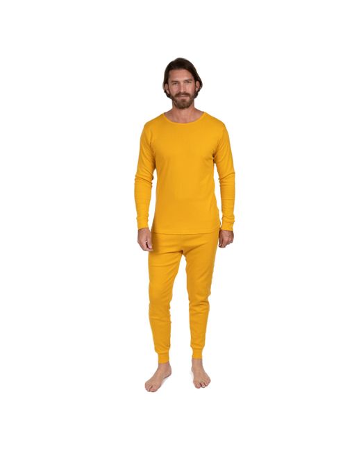 Leveret Yellow Two Piece Cotton Pajamas Boho Solid Color for men