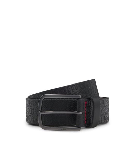 HUGO Black Leather Patch With Embossed Logo for men