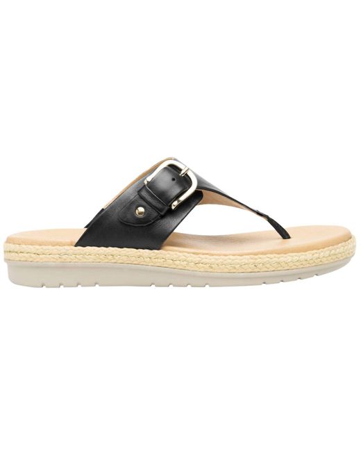 flexi Black Leather Thong Sandals