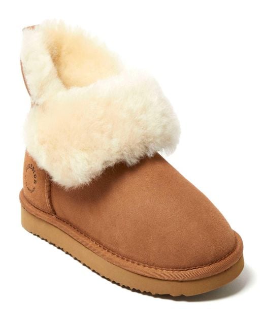 Dearfoams Brown Fireside By Perth Genuine Shearling Foldover Boot