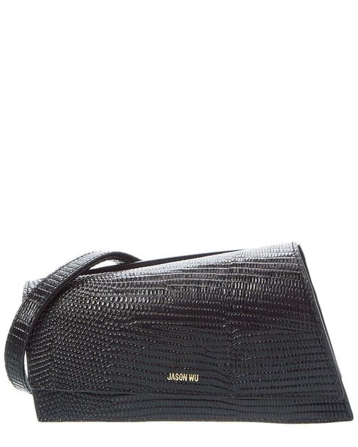 Jason Wu Black Lizard-Embossed Leather Shoulder Bag
