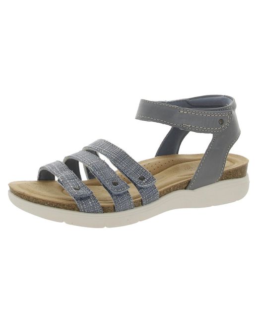 Clarks Gray April Dove Leather Cushioned Footbed Slingback Sandals