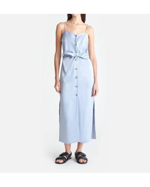 Nanushka Blue Sayan Draped Slip Satin Midi Dress