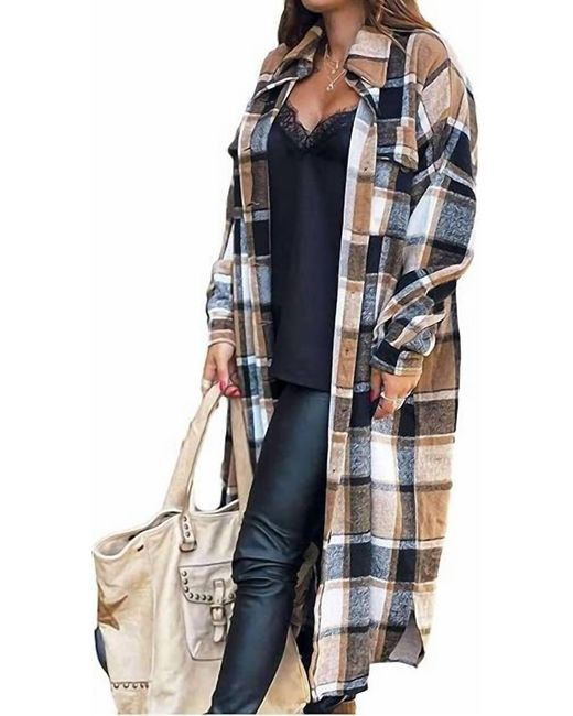 Unishe Blue Plaid Shacket Jacket