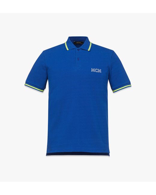 MCM Blue Logo Polo Shirt In Organic Cotton for men