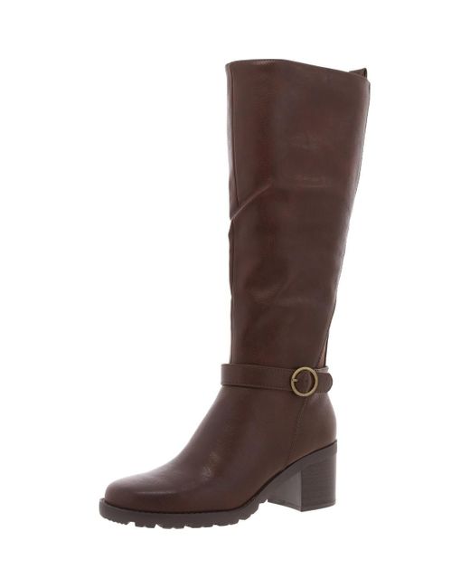 BareTraps Brown Block Heel Manmade Knee-High Boots