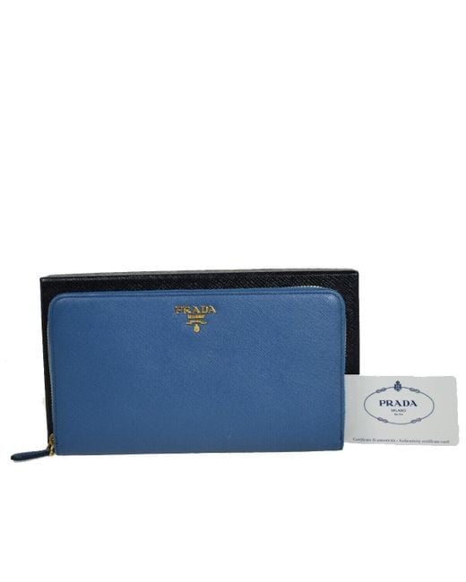 Prada Blue Saffiano Leather Wallet (pre-owned)