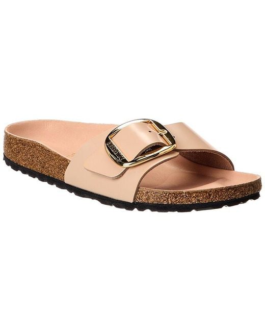 Birkenstock Brown Madrid Narrow Big Buckle Natural Paten Patent Sandal