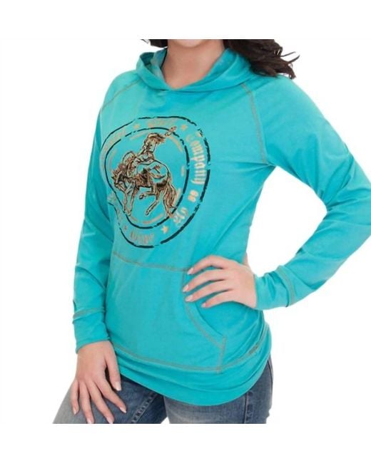 Cowgirl Tuff Blue Mid Weight Jersey Hoodie