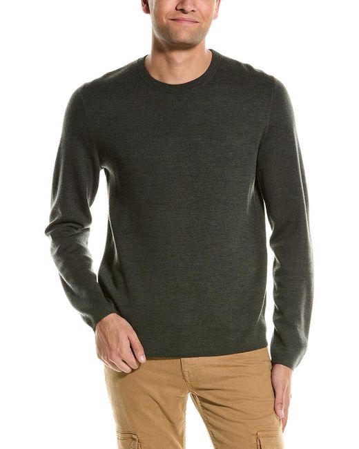 Theory Gray Arnaud Wool Crewneck Sweater for men