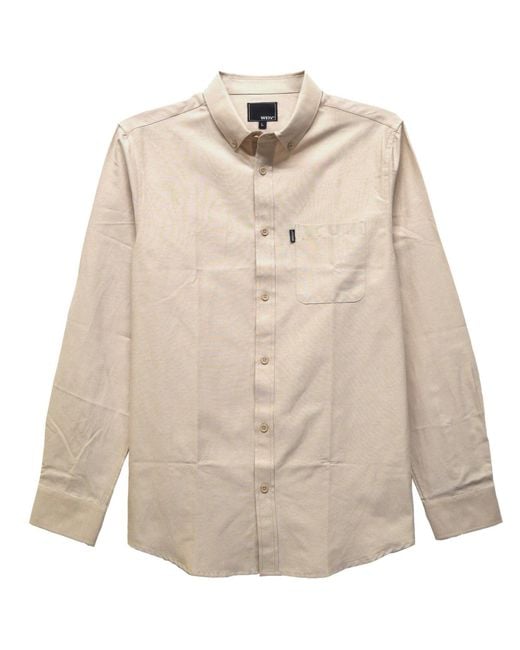 TRUEDAMES Natural Solid Long Sleeve Button Down for men