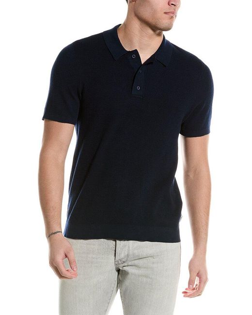 Onia Black Textured Polo Shirt for men