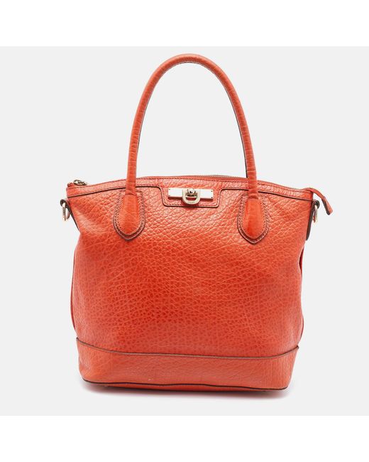 DKNY Red Leather Top Zip Tote