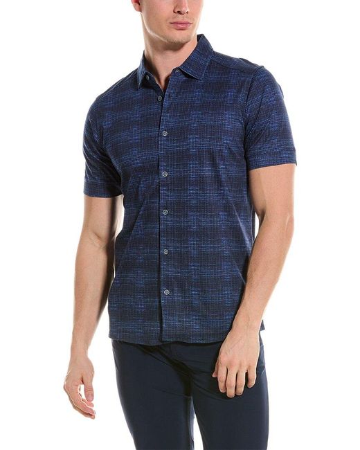 Raffi Blue Button Front Shirt for men