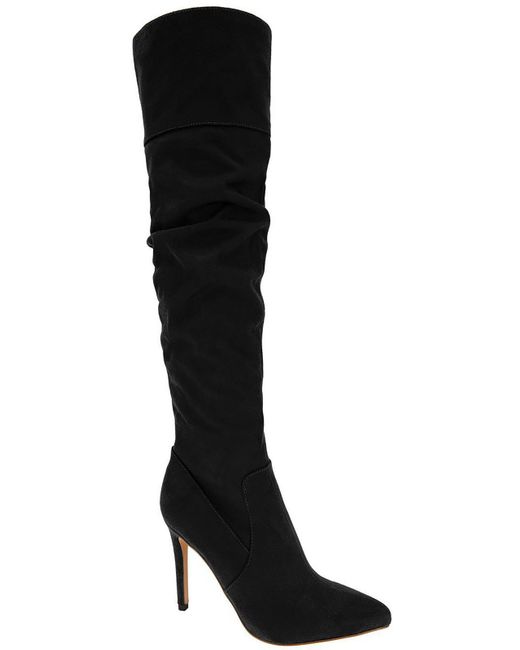 BCBGeneration Black Manda Faux Suede Pointed Toe Over-the-knee Boots