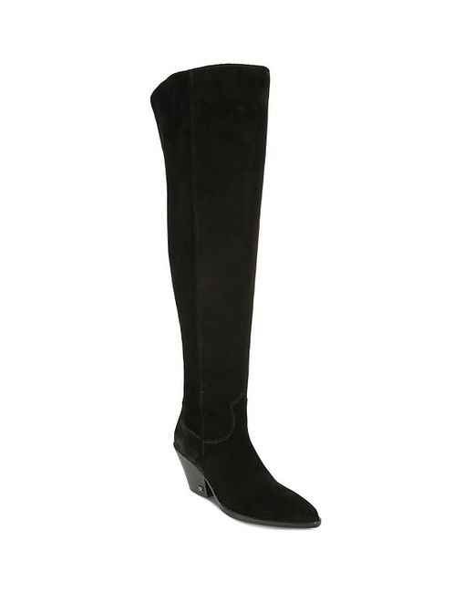 Sam Edelman Black Julee Leather Pointed Toe Over-The-Knee Boots