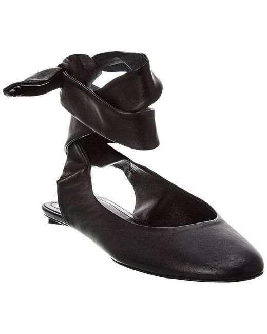 The Attico Black Cloe Leather Ballet Flat