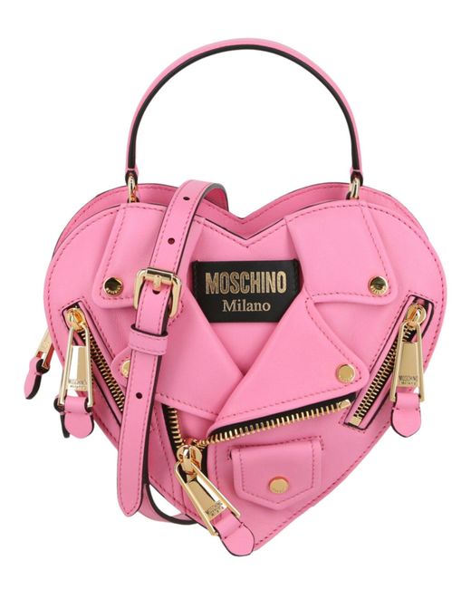 Moschino Pink Biker Heart-shaped Bag