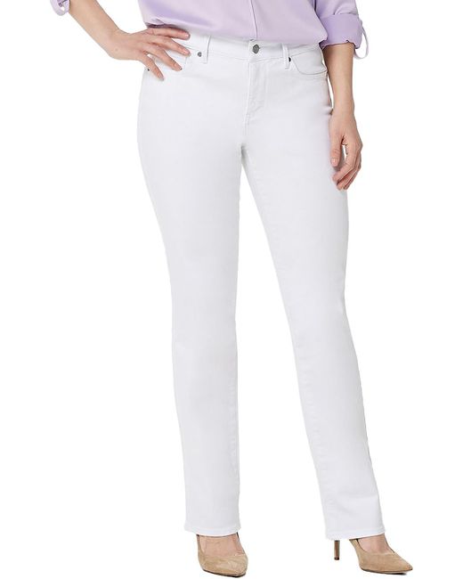 NYDJ White Plus Marilyn Petite High Rise Straight Leg Jeans