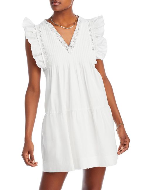 Aqua White Formal Pleated Mini Dress