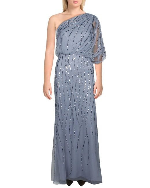 Adrianna Papell Blue Sequined Mesh Formal Dress