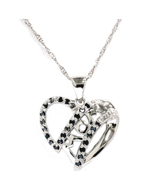 Pompeii3 Metallic Black Diamond Mom Heart Pendant Necklace