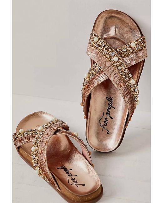 Free People Brown Moon Child Embellished Sandals
