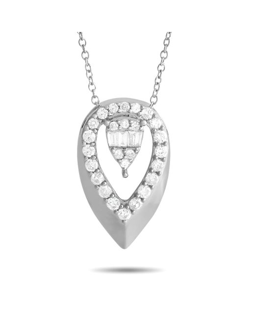 Non-Branded Metallic Lb Exclusive 14k Gold 0.30ct Diamond Teardrop Necklace Pn15406-w
